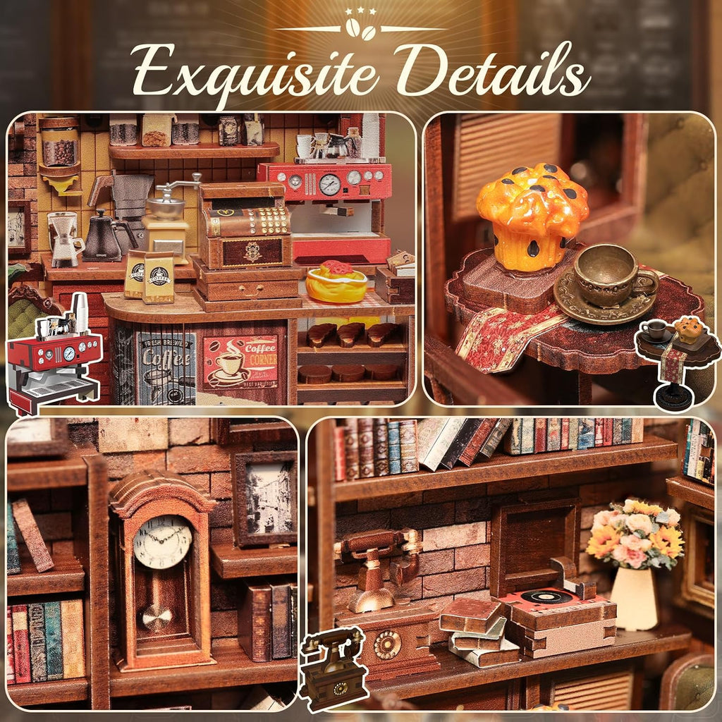 CUTEBEE Kit de rincón de libro, tienda de kimonos de Sakura japonesa, casa de muñecas en 3D, rompecabezas de madera 3D para adultos y adolescentes, decoración de estantería en miniatura, regalo ideal