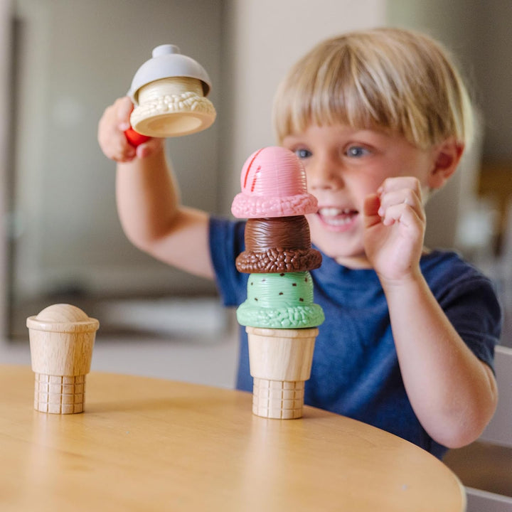 Melissa &amp; Doug Juego de helado Scoop and Stack, juguetes magnét...