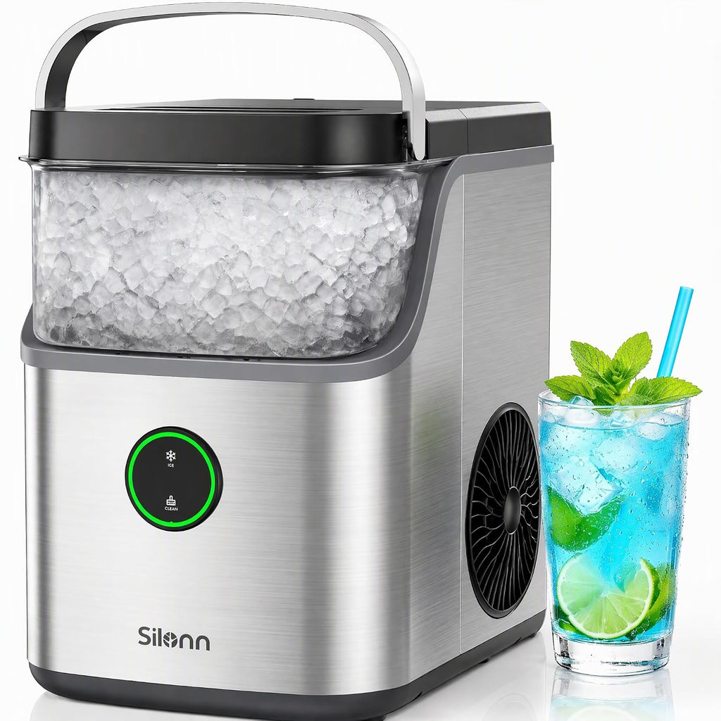 Silonn Nugget - Encimera para hacer hielo con 33 libras diarias para el hogar, cocina y oficina