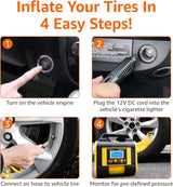 Amazon Basics Inflador portátil de neumáticos de coche con medidor...