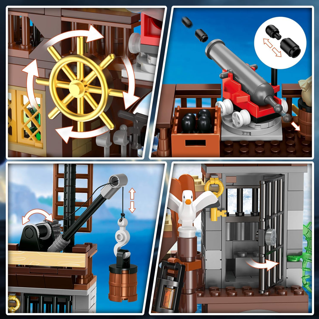 HOGOKIDS Juego de construcción de casa de barco pirata con