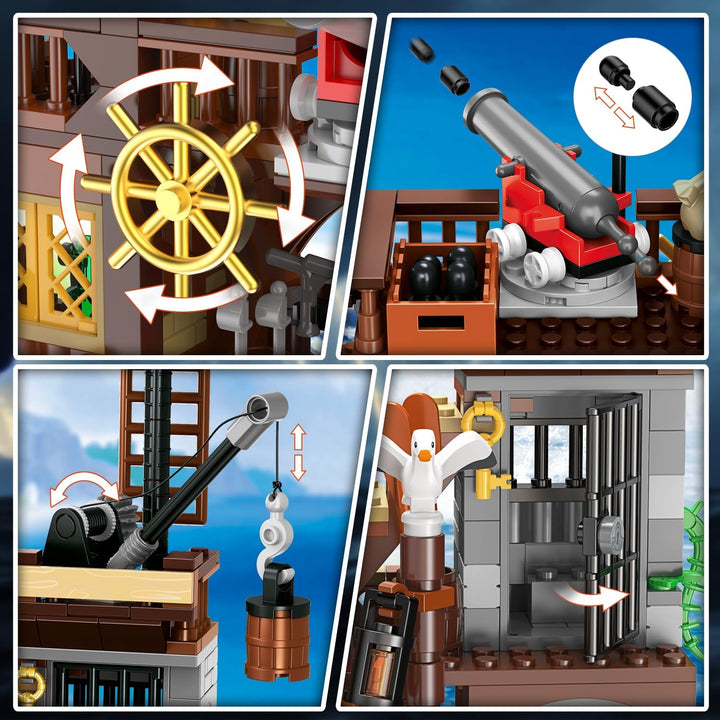 HOGOKIDS Juego de construcción de casa de barco pirata con