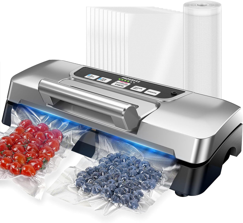 Máquina Selladora al Vacío de Nueva Generación, Potane Selladora al Vacío de Alimentos de Doble Bomba con Sistema de Estado Visual Inteligente, Funciones Completamente Automáticas/Manuales, Cortador