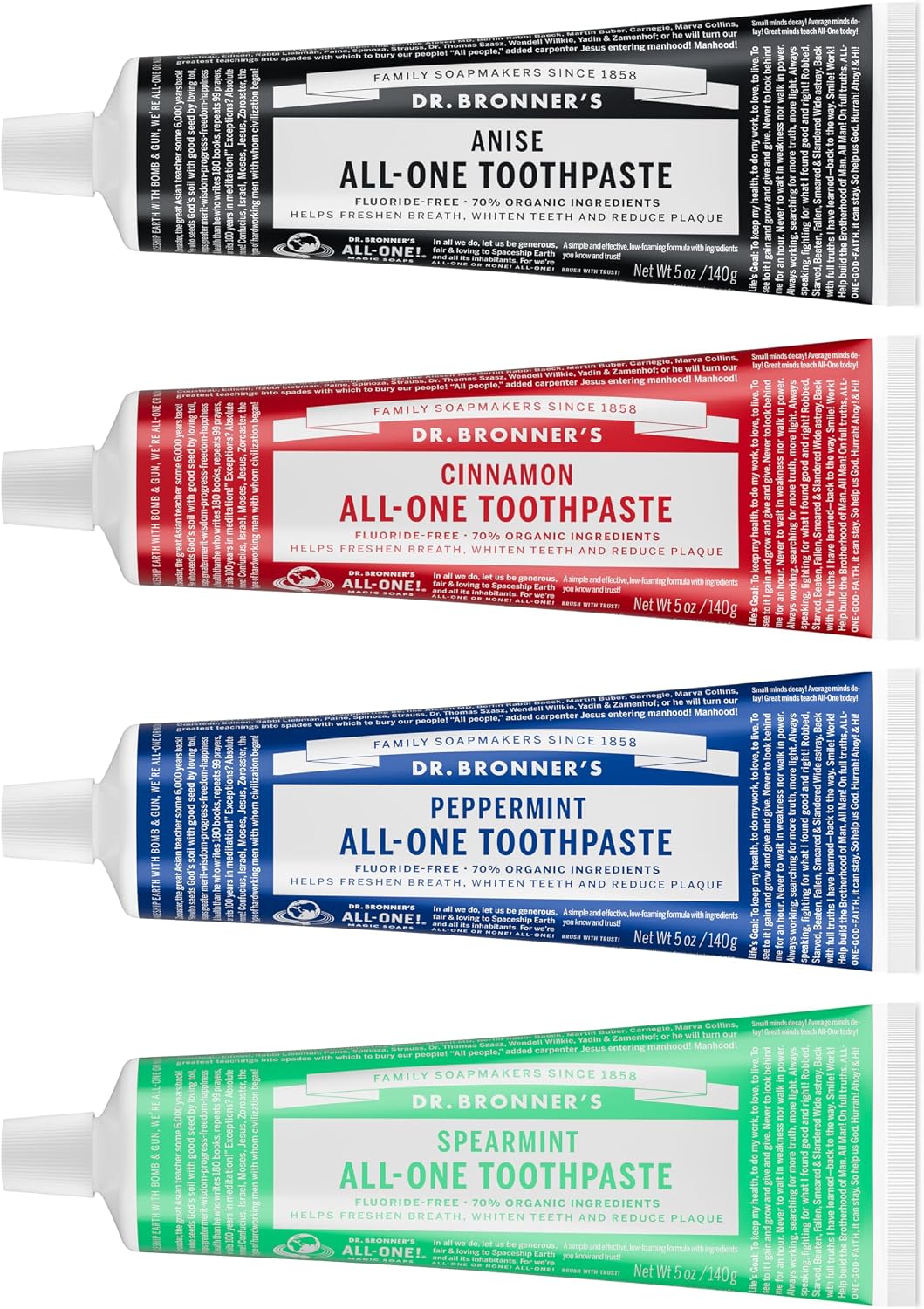 Dr. Bronner's Pasta de dientes All-One paquete de 4 variedades...