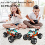 Auto a control remoto, juguete de camión monstruo de 20 KM/H para edades de 5 a 7 años, autos RC todo terreno a escala 1:16 para niños y niñas de 4 a 7 años, camión RC todoterreno de 2.4 GHz