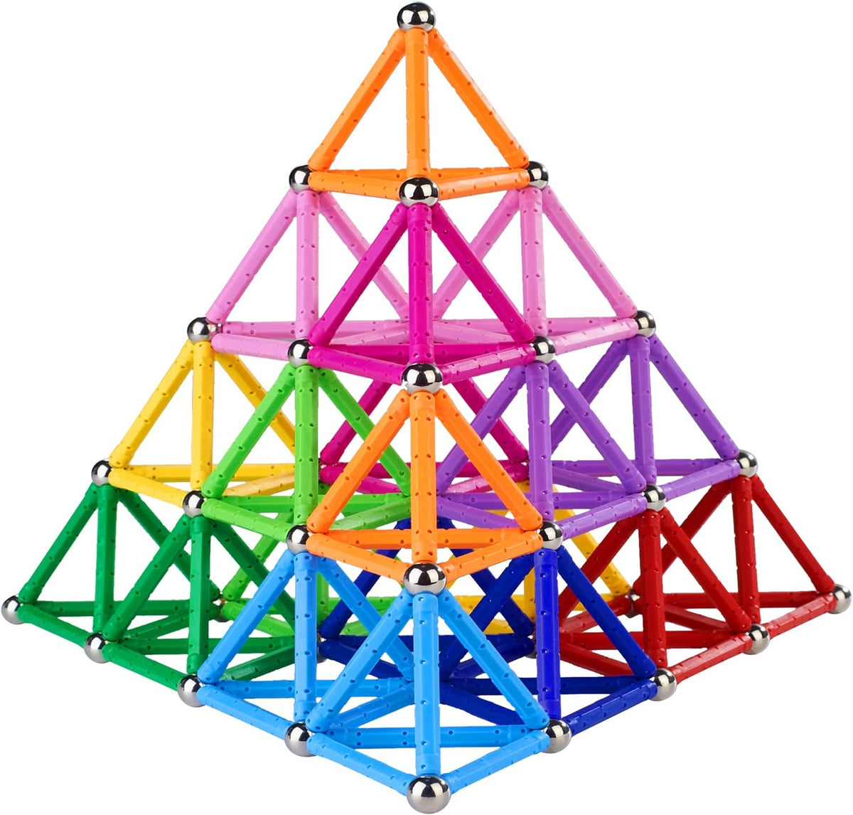 Juego de 150 palos de construcción magnéticos, juguetes educativos magnéticos de 2.3 pulgadas de longitud para niños y adultos, juguete de construcción STEM bolas no magnéticas 3D con bolsa