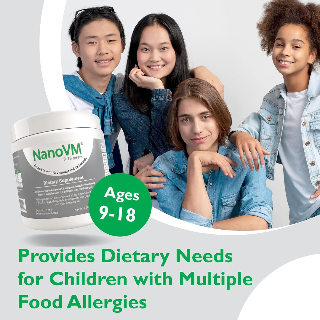 NanoVM 9-18 Años, Multivitamínico para Niños Libre de Alérgenos, Vi...