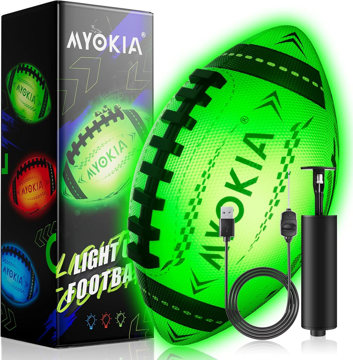 Fútbol con luz RGB, bola tricolor que brilla en la oscuridad, tamaño 6