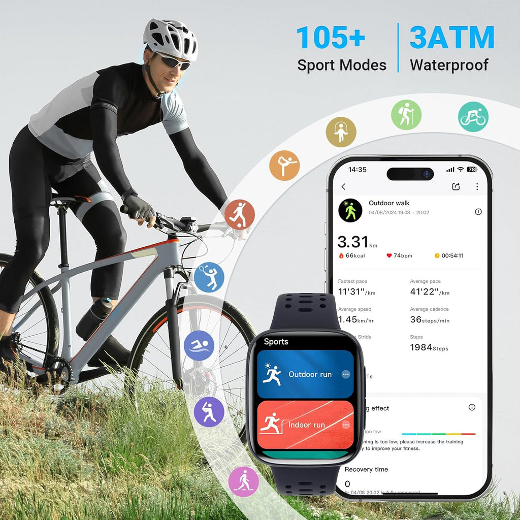 Relojes Inteligentes para Hombres/Mujeres, Pantalla AMOLED de 1.85" [1.85" AMOLED Screen] Reloj de Fitness para Android/iPhone, Resistente al Agua 3ATM, Llamadas Bluetooth, Control IA, Monitor de Frecuencia Cardíaca 24/7/SpO2/Sueño, Batería de 7 Días