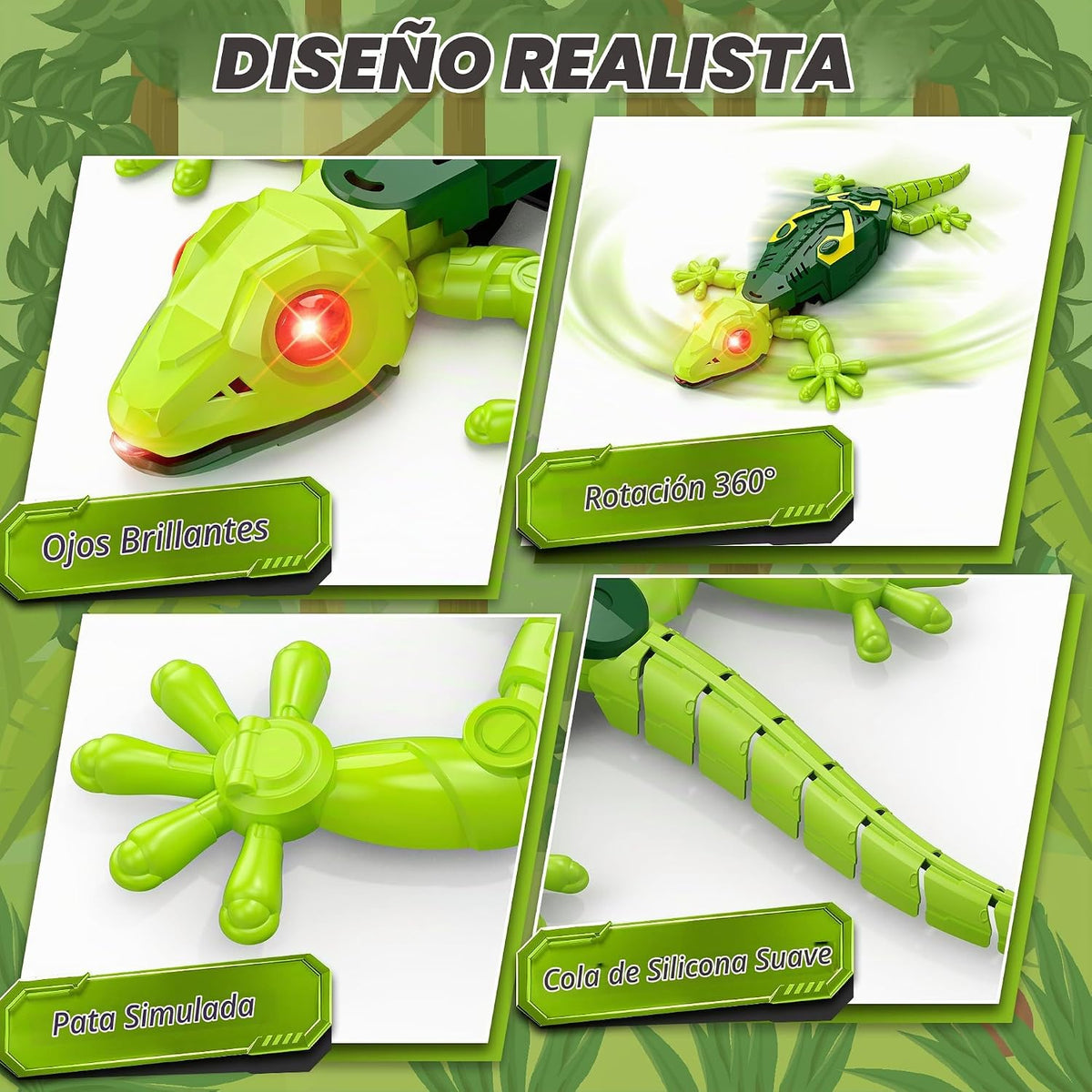 Rcfunkid RC Wall Crawler Gecko Escalada Gecko Juguete 360° Giratorio