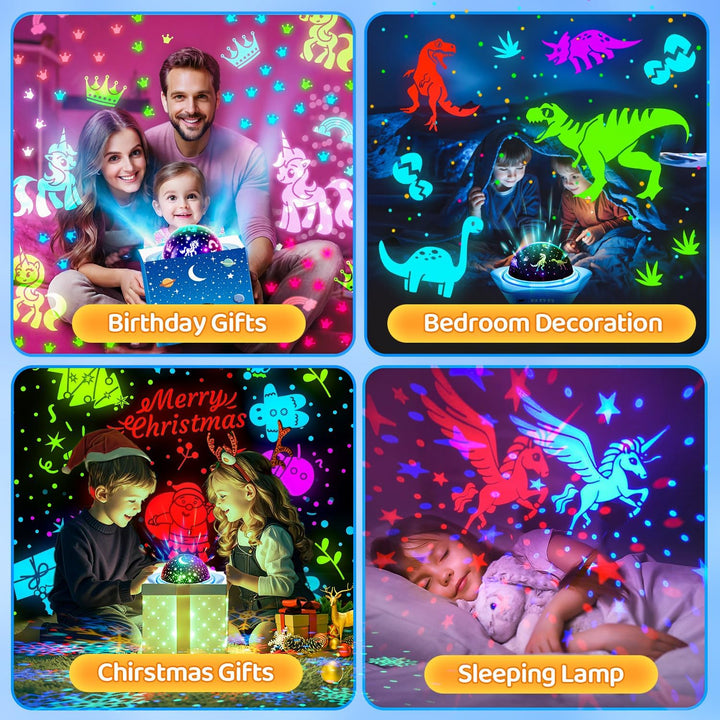 One Fire Luz nocturna para regalos de niños, 6 discos + 78 modos de...