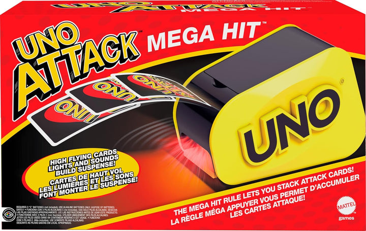 UNO Attack Mega Hit Juego de cartas para noche familiar con lanzado...