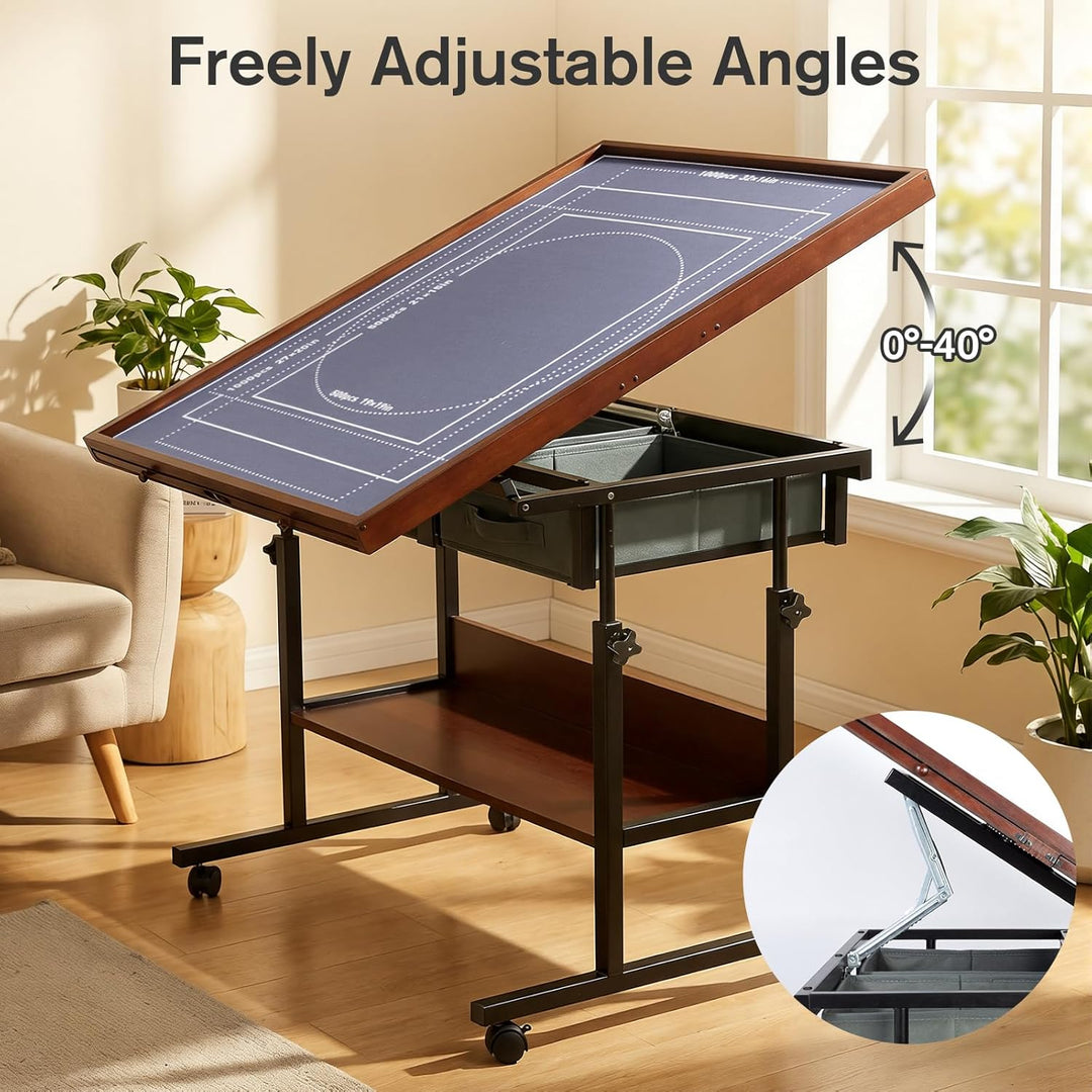Ostutry Mesa de rompecabezas giratoria con cajones tablero