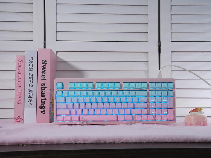 ZORNHER ZH980 Mechanical Keyboard,95% Pink &amp; Blue Creamy Keyboa...