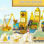 SKTMYY Azulejos magnéticos para niños, juguetes de construcción con grúa