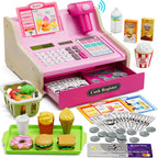 Caja Registradora de Madera para Niños con Calculadora Real, Color