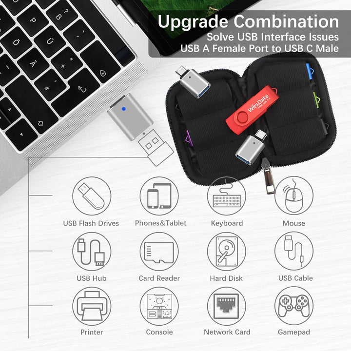 WesData Paquete de 5 unidades flash USB de 64 GB y 2 adaptadores US...