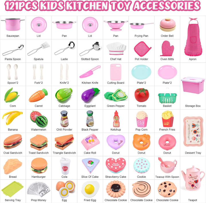 121 piezas de accesorios de cocina de juguete, juego de cocina para...