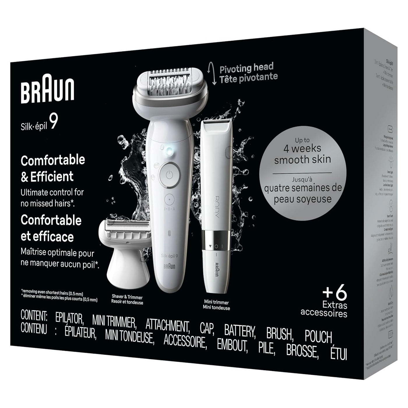 Braun Depiladora Silk-épil 9, cabezal pivotante, húmedo y seco, inc...