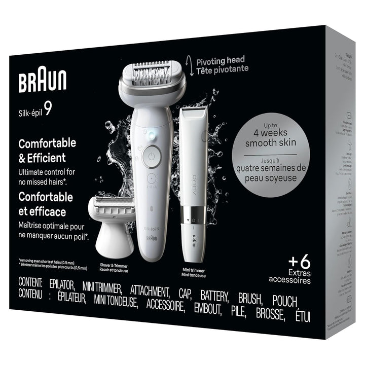 Braun Depiladora Silk-épil 9, cabezal pivotante, húmedo y seco, inc...