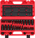 Juego de llaves de impacto con puntas hexagonales: 36 piezas con 4 adaptadores, juego Drive Master de 1/4" 3/8" 1/2" de impacto, SAE y métrico, H5-H19 y 3/4"-5/64", estuche de almacenamiento