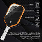 Paleta de pickleball, T700 de fibra de carbono Pickle Ball Paddle alargada aprobada por USAPA para jugadores intermedios y avanzados, núcleo de polipropileno de 0.630 in