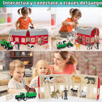 Juguetes de granero de madera para niños pequeños de 3, 4 y 5 años, juguetes de animales de granja para niños y niñas