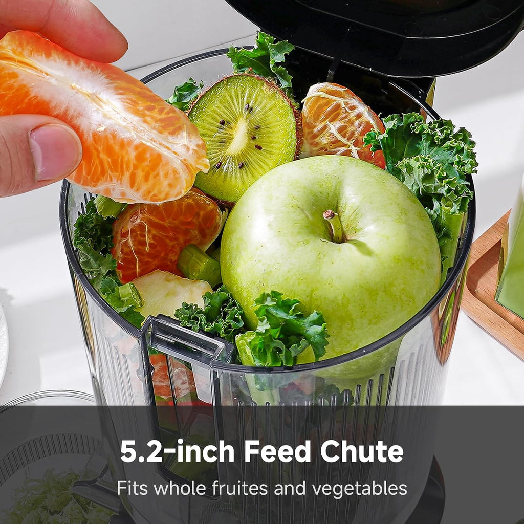 AMZCHEF Exprimidor de prensa en frío, Juicer lento de autoalimentación de