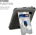 kwmobile Funda compatible con Barnes & Noble Nook Glowlight 4 / 4e - Funda de piel sintética con cierre magnético, soporte, correa, ranura para tarjetas, magnolias gris pardo/blanco/azul gris