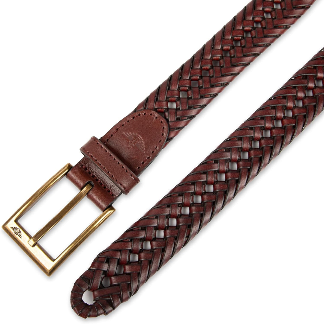 DOCKERS Cinturón de cuero trenzado para hombre, correa casual total...