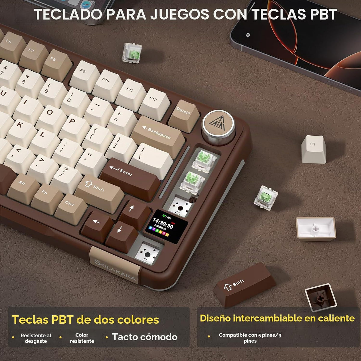 SOLAKAKA A75 PRO Teclado mecánico inalámbrico 75% con pantalla y pe...