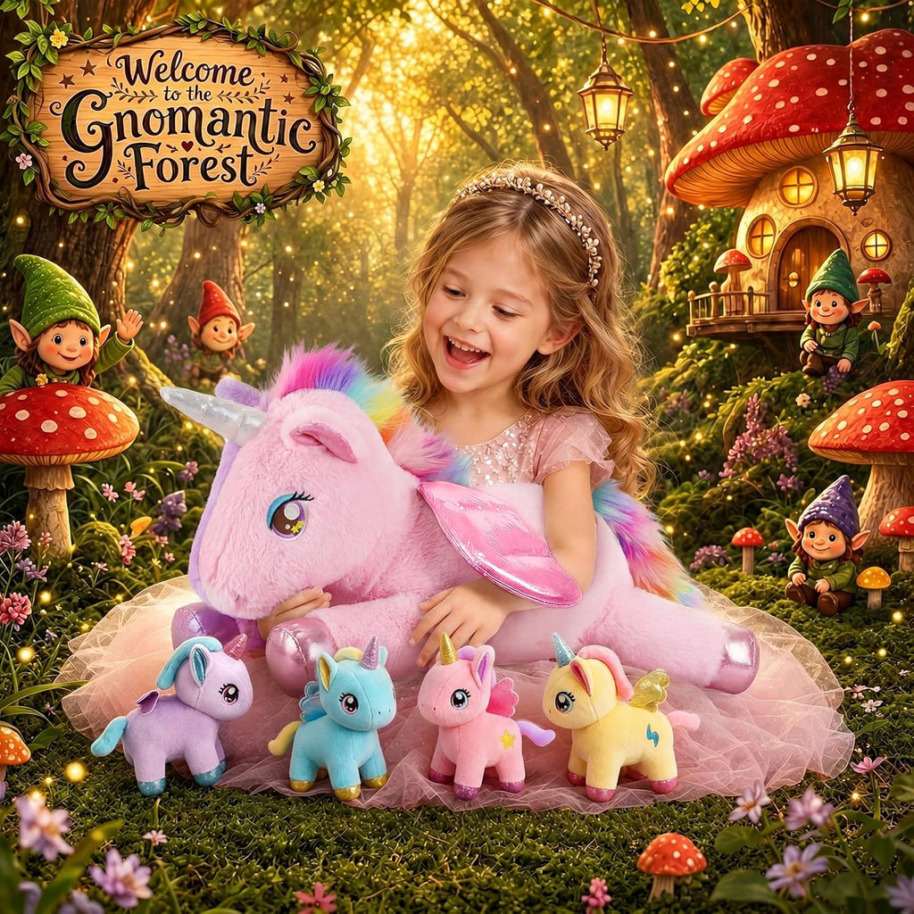 gnomantic Animales de peluche de unicornio con bebés en el interior