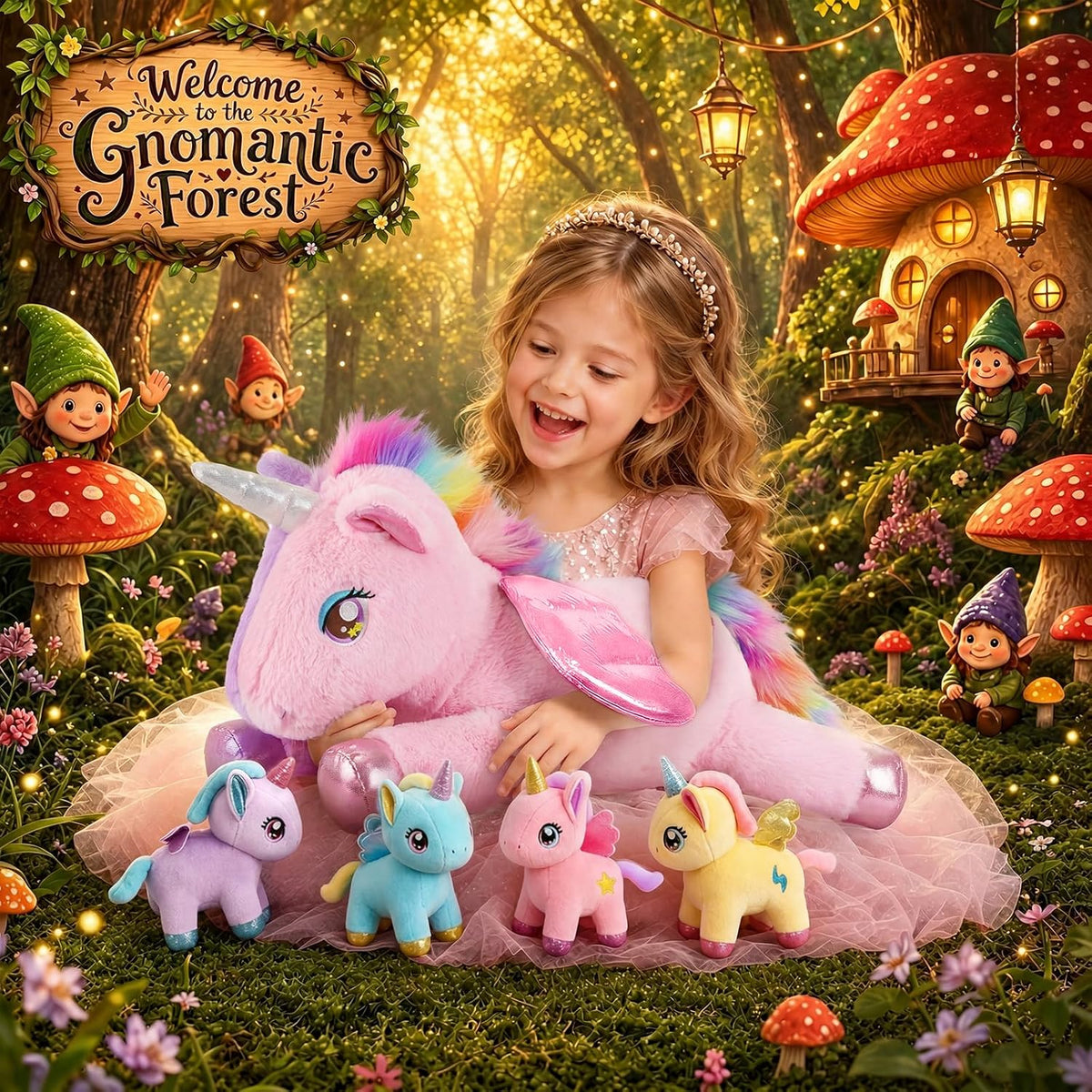 gnomantic Animales de peluche de unicornio con bebés en el interior