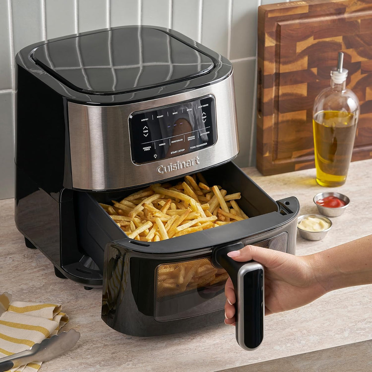 Cuisinart Freidora de aire, freidora grande de 6 cuartos de galón con 5