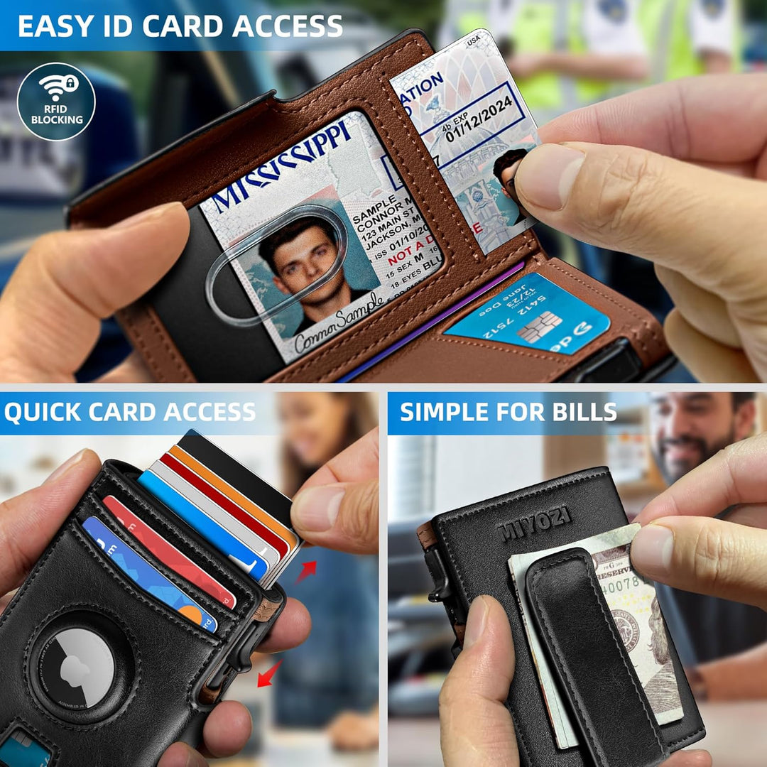 Miyozi - Billetera Airtag para hombre, con clip de dinero, estuche...