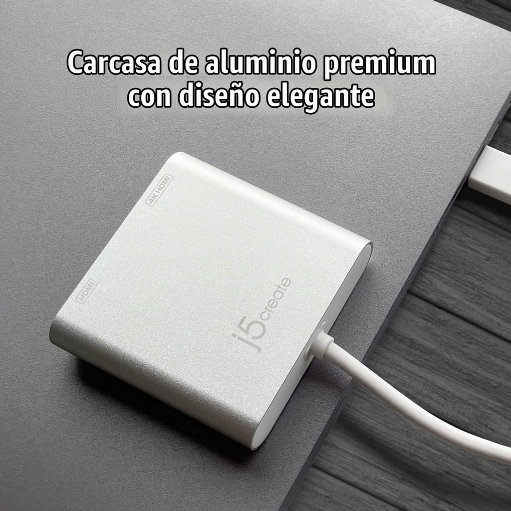 j5create Adaptador USB a HDMI – Cable dual HDMI USB 3.0 para varios monitores | 4K + 1080p | Compatible con Windows y macOS (JUA365)