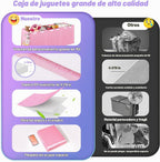 Caja de juguetes extra grande con tapa, cofre de almacenamiento plegable, 40"x16"x16" Rosado
