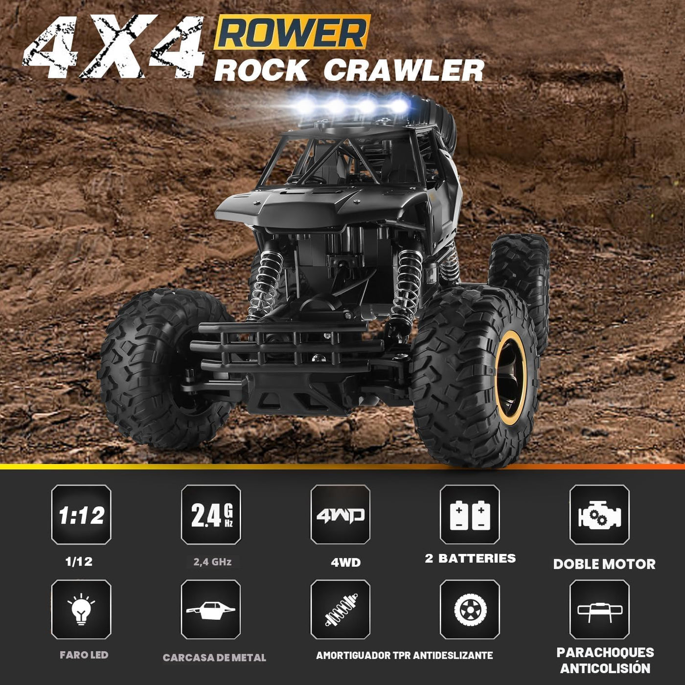Jiakora Coches RC Auto de Control Remoto 1:12 Camión Todo Terreno,...
