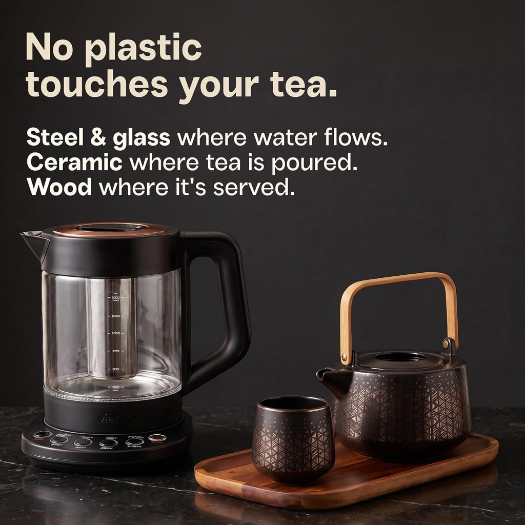 Viante - Juego de té de lujo, hervidor eléctrico con infusor