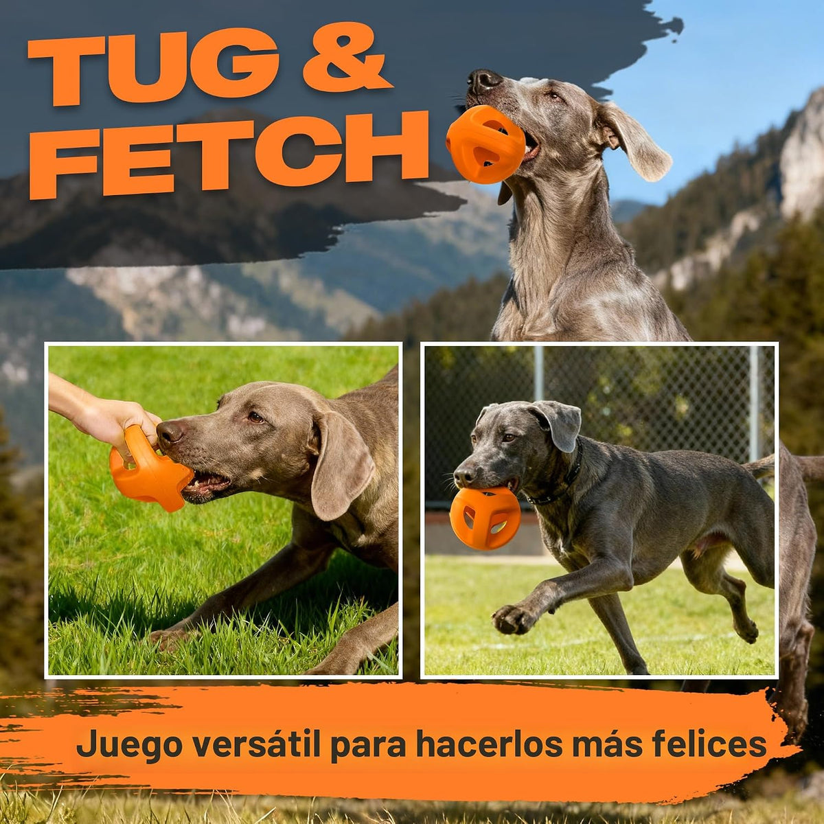 Fida Pelotas de goma natural para perros masticadores agresivos, juguetes duraderos para masticar perros grandes, juguetes interactivos de buscar y tira y afloja para razas medianas y grandes, no