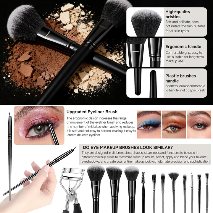 CLRDZN Juego de brochas de maquillaje, 62 brochas de maquillaje pro...