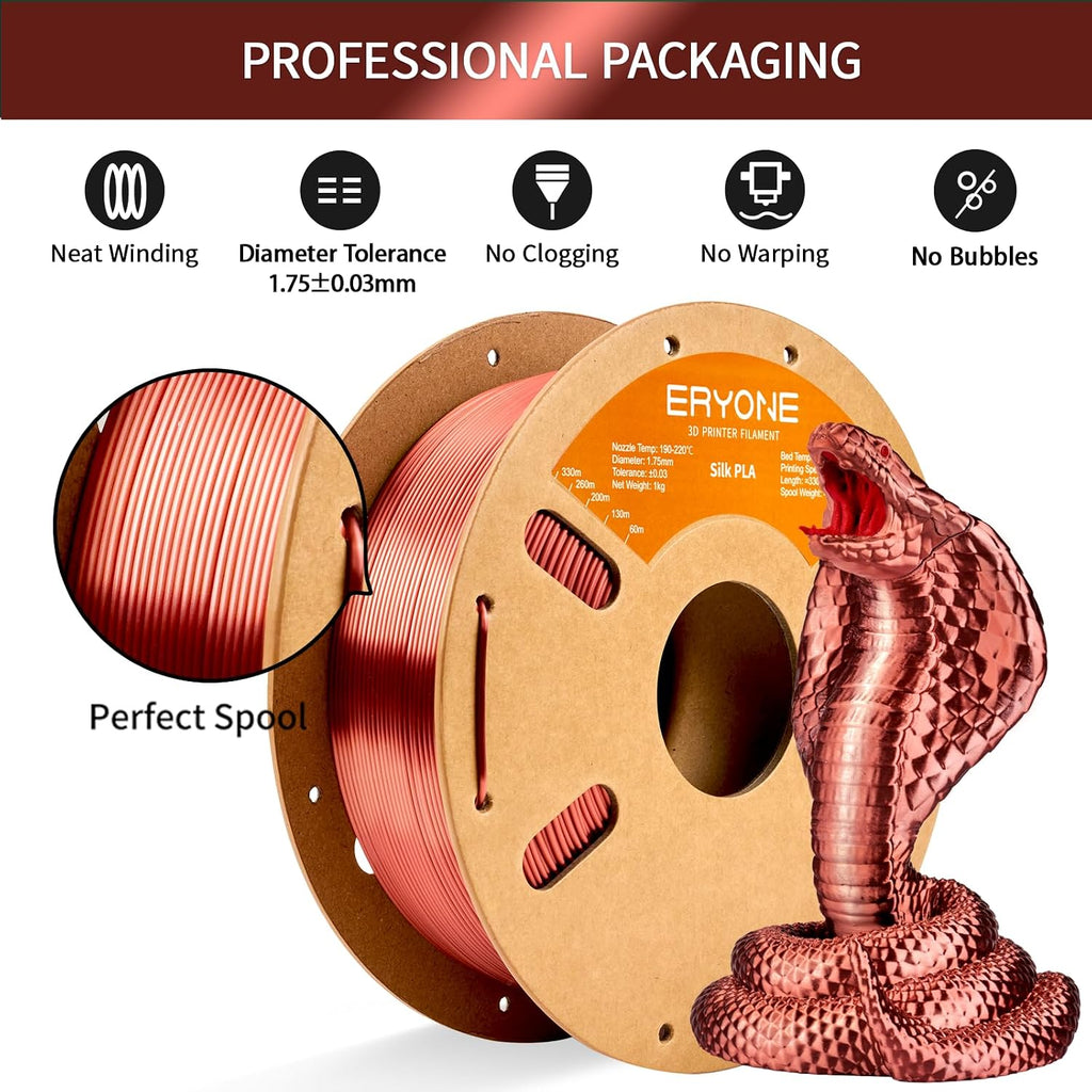 ERYONE Filamento PLA de seda para impresora 3D de 0.07 in +\/- 0.00...