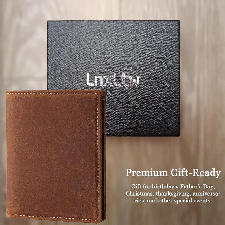 LnxLtw Billetera vertical plegable para hombre, diseño delgado de c...