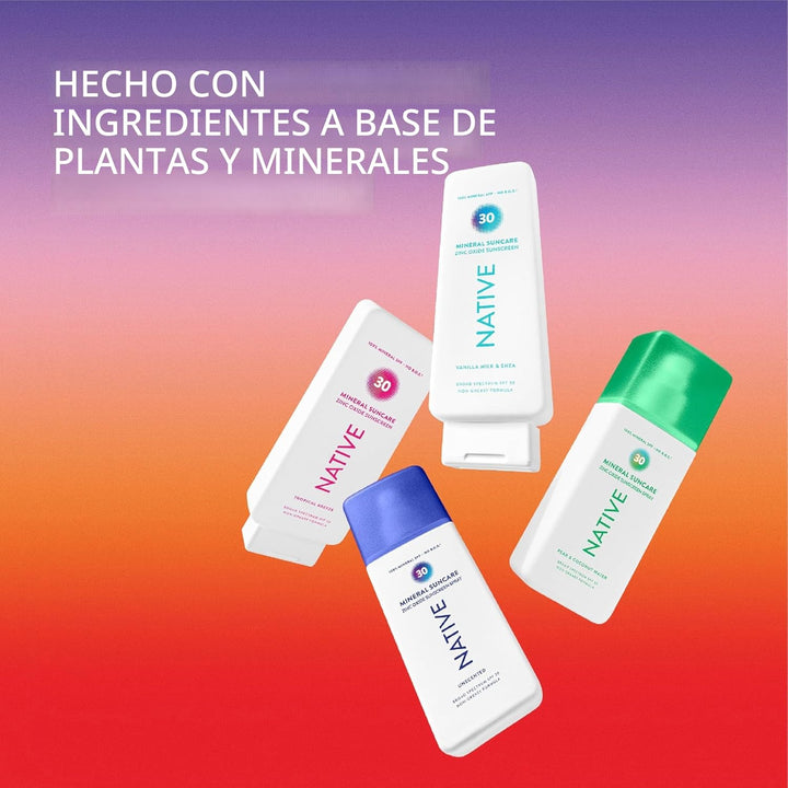 Native Loción de protección solar de pera y agua de coco SPF 30, 10...