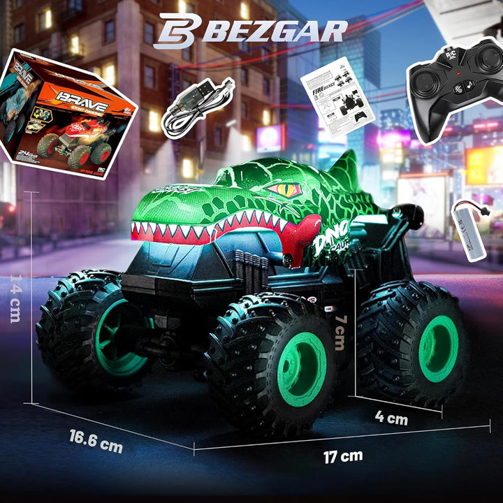 BEZGAR Monster Truck Toys - Camión monstruo de control remoto con l...