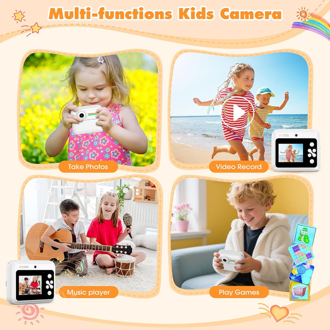 Cámara para niños, impresión de fotos instantánea, cámaras duales d...