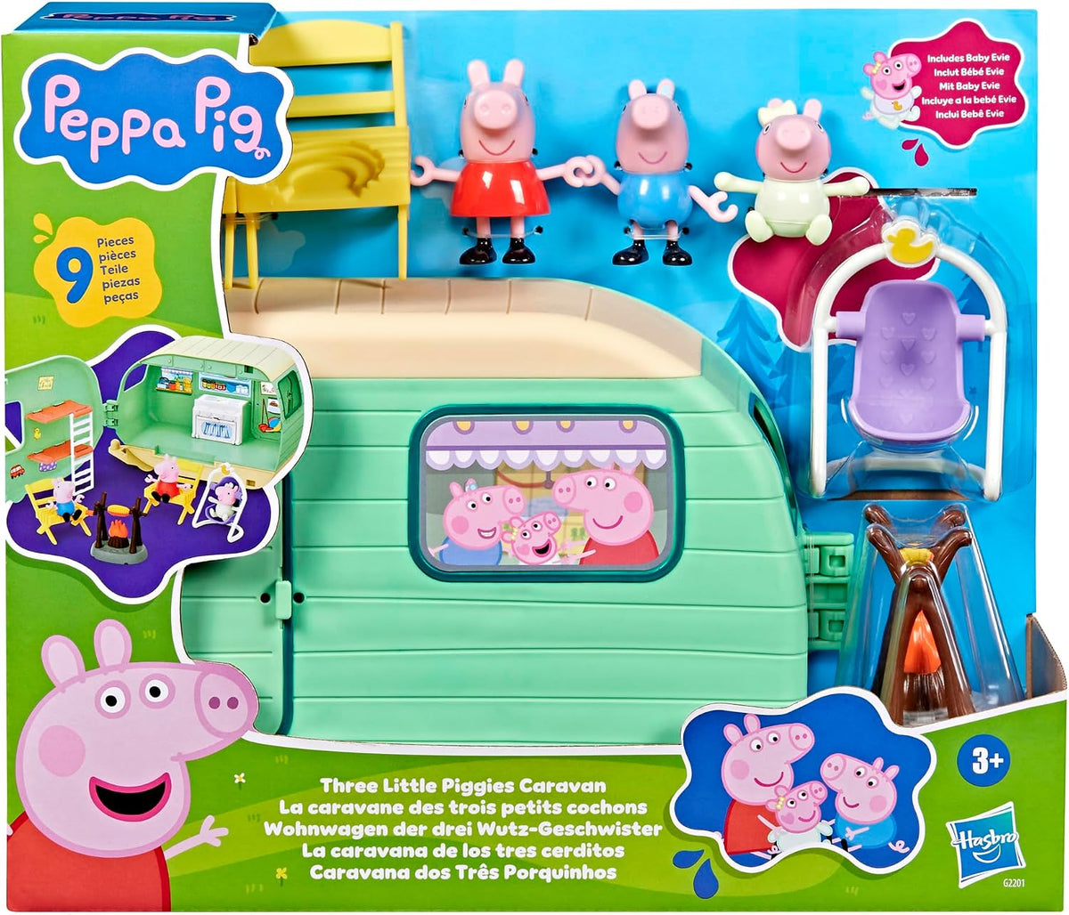 Peppa Pig Three Little Piggies Caravan Playset con 3 figuras