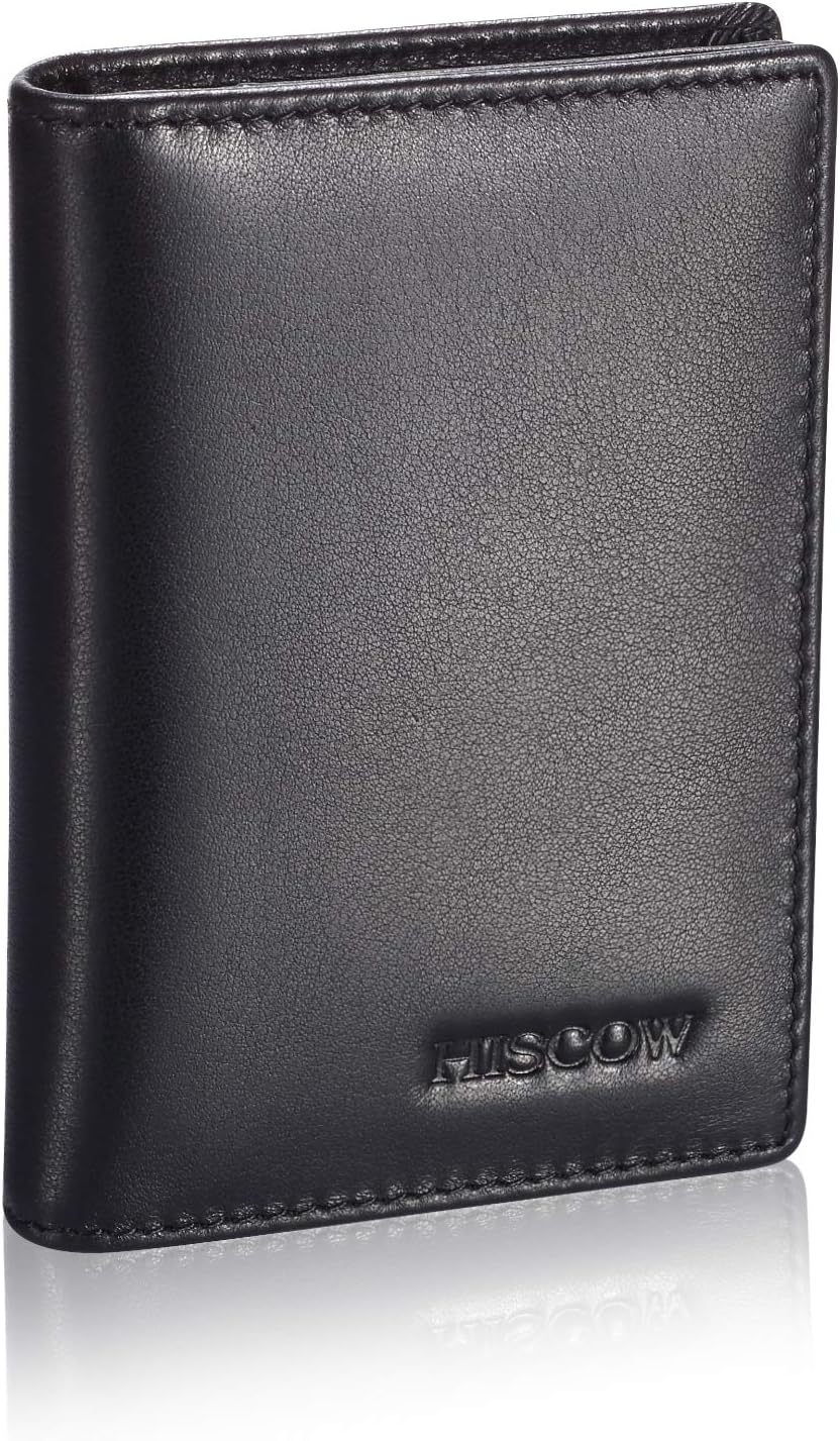 Funda de piel para tarjetas de visita para hombres y mujeres, piel de becerro italiana