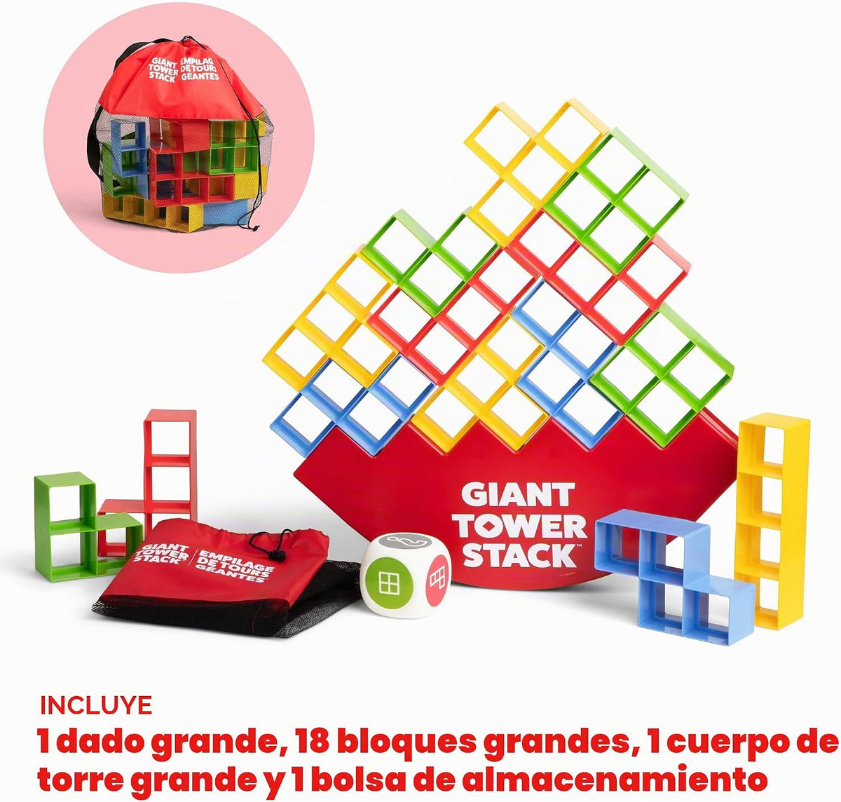 Pila de torre gigante: el juego de equilibrio de bloques jumbo de Relatable