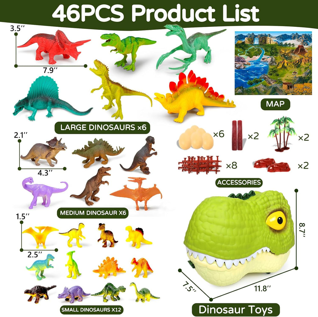 46 piezas de juguetes de dinosaurio para niños 3-5 5-7 figuras realistas de